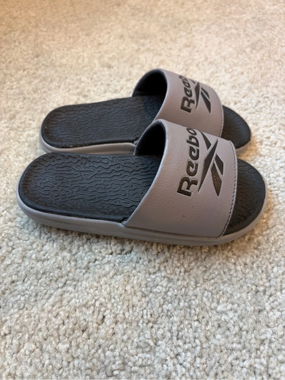 Reebok Kids Gray and Black Slide Sandals